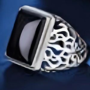 Mens Silver & Black Onyx Chalcedon Ring